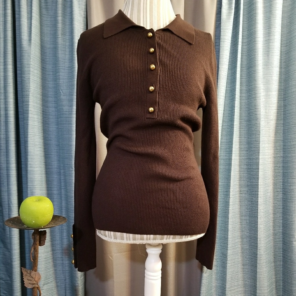 🌻🌺🌻INC RIBBED COLLAR SWEATER WITH CUTE BUTTONS! - Picture 1 of 6